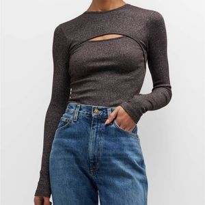 Like New AGOLDE Liza Cut-Out Ribbed Knit Top